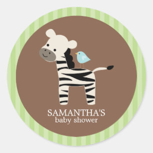 Pegatinas de Baby Shower de Safari Friends