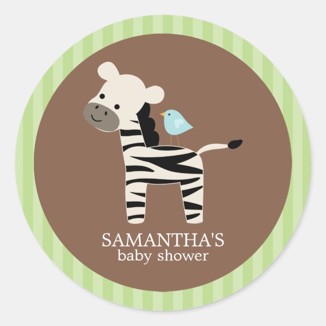 Pegatinas de Baby Shower de Safari Friends (Anverso)
