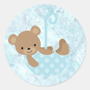 Pegatinas de Baby Shower de Teddy Bear Blue