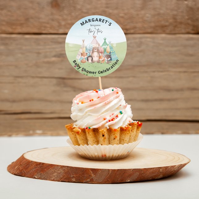 Pegatinas de Baby Shower de tepeks and Tiny Toys (Teepees and Tiny Toes Baby Shower Stickers)