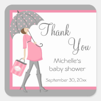 Pegatinas De Baby Shower De Tiendas Rosa Y Gris