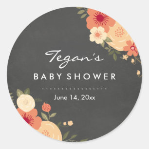Pegatinas de Baby Shower de Tiza Floral Moderna