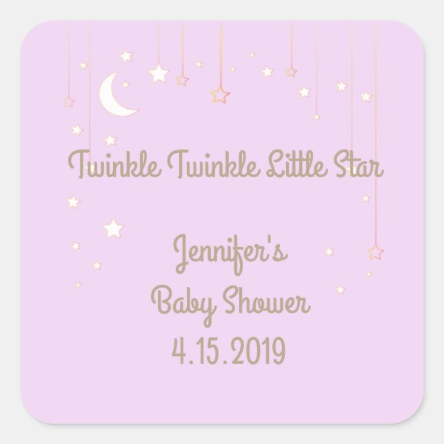 Pegatinas de Baby Shower de Twinkle Twinkle Little (Anverso)