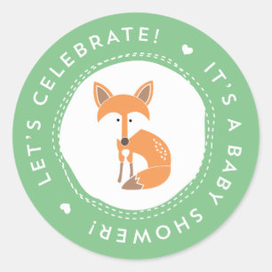 Pegatinas de Baby Shower de Woodland Fox