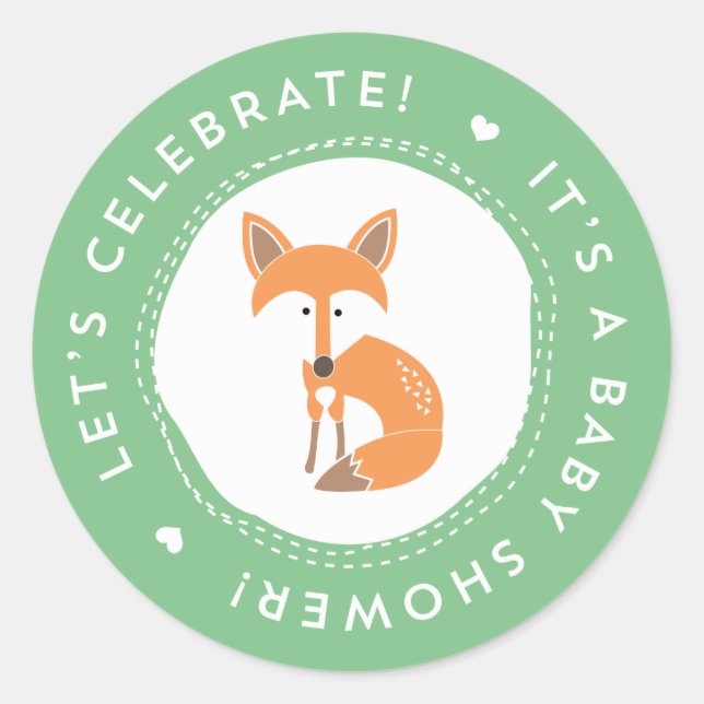 Pegatinas de Baby Shower de Woodland Fox (Anverso)