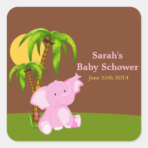Pegatinas de Baby Shower del Chica de Elefantes de