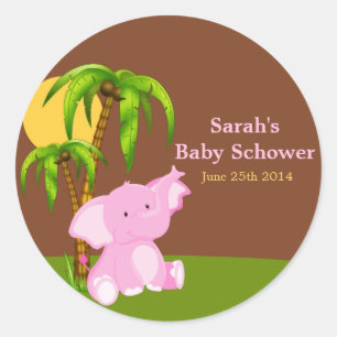 Pegatinas de Baby Shower del Chica de Elefantes de