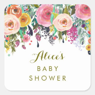 Pegatinas de Baby Shower del Floral Garden pintado