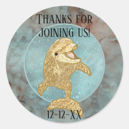 Pegatinas de Baby Shower "Dolphin bebé de oro"