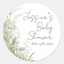 Pegatinas de Baby Shower Greenery Wildflower