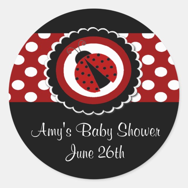 Pegatinas de Baby Shower o Cumpleaños de Ladybug (Anverso)