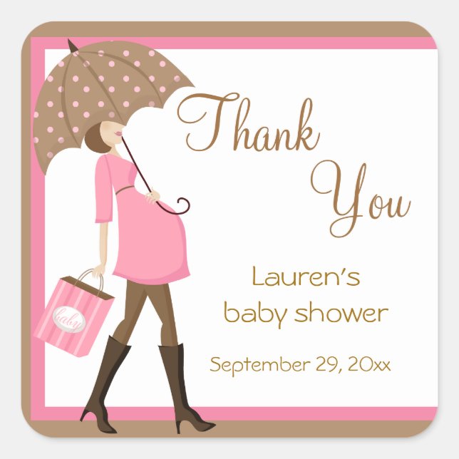 Pegatinas de Baby Shower para compradores rosas (Anverso)