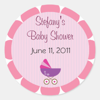 Pegatinas de Baby Shower rosados y morados