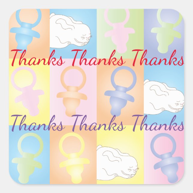 Pegatinas de Baby Shower Square (Anverso)