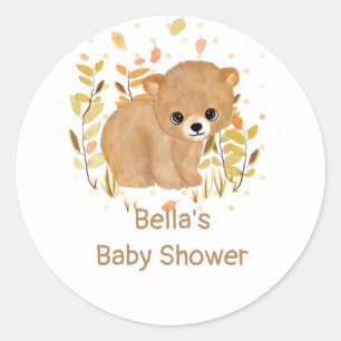 Pegatinas de Baby Shower Woodland Bear