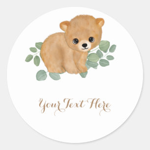 Pegatinas de Baby Shower Woodland Bear