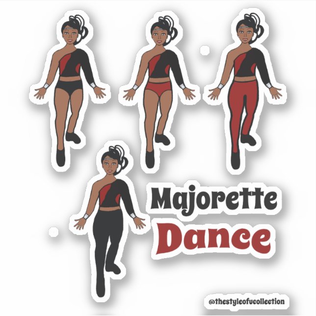 Pegatinas de bailarina de cambio rápido negro rojo (Anverso)