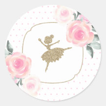 Pegatinas de bailarina de flores y doradas