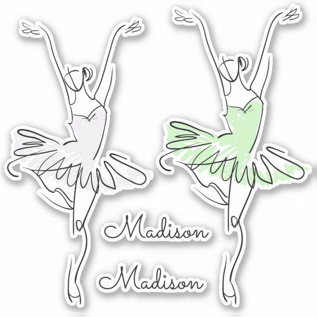 Pegatinas de bailarina de nombre personalizado (Anverso)