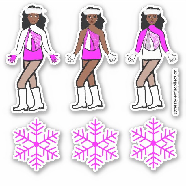 Pegatinas de bailarina rosa invernal #1 (Anverso)