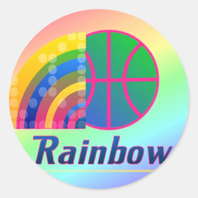 Pegatinas de baloncesto del arco iris (Anverso)
