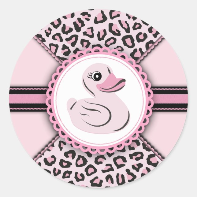 Pegatinas de baño para bebé de pato de goma rosa e (Anverso)