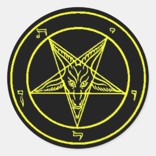 Pegatinas de Baphomet de color negro/amarillo