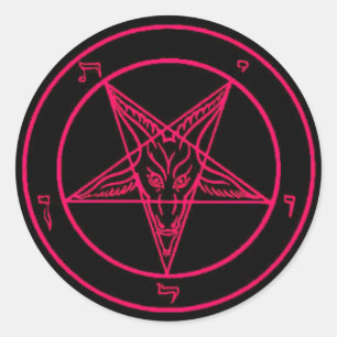 Pegatinas de Baphomet de color negro/rosa caliente