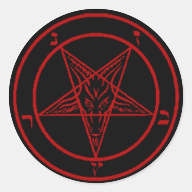 Pegatinas de Baphomet negros/rojos (Anverso)