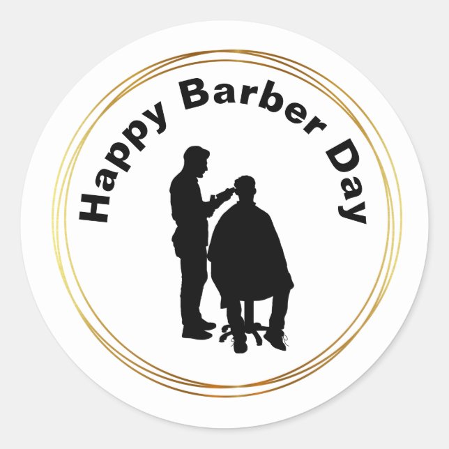 Pegatinas de Barber Day con Silhouette de Barber (Anverso)