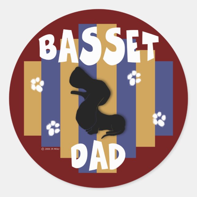 Pegatinas de Basset Dad (Anverso)