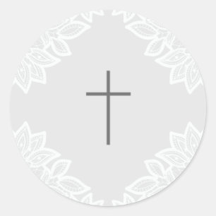 Pegatinas de bautismo de cruz de encaje de vintage