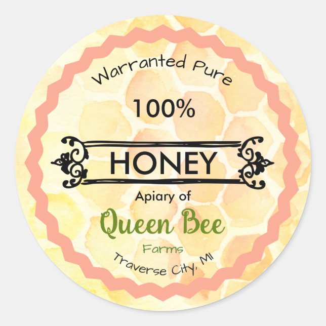 Pegatinas de Bee Apiary Honey Jar (Anverso)