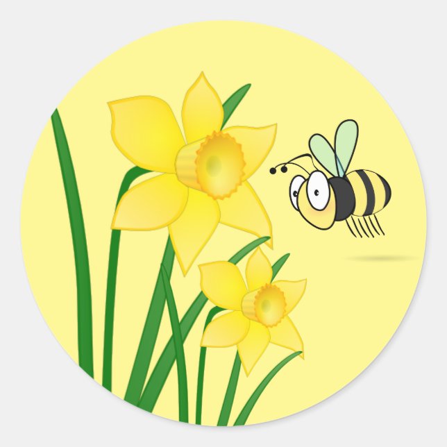 Pegatinas de Beezy the Bee Daffodils (Anverso)