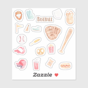 pegatinas de Béisbol acuarela