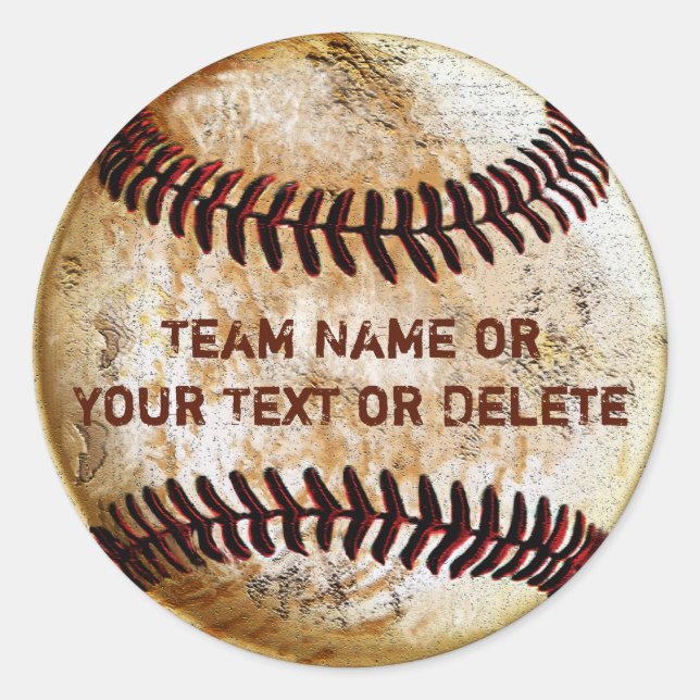 Pegatinas de béisbol personalizados con TU TEXTO (Anverso)