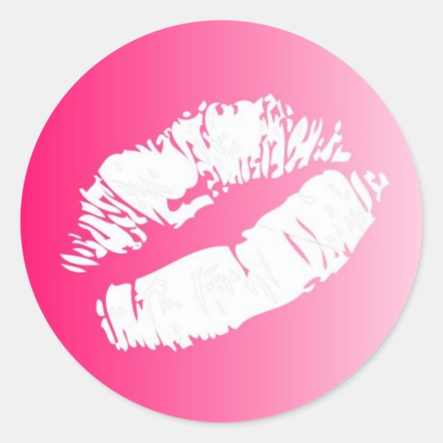 Pegatinas de beso con leves de labios blancos rosa (Anverso)