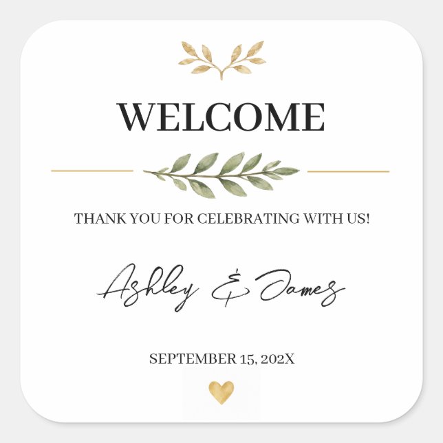 Pegatinas de bienvenida personalizadas para boda c (Anverso)
