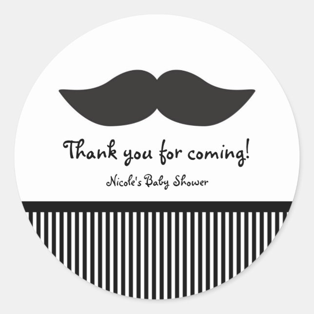 Pegatinas de bigote negro y blanco modernos para f (Anverso)