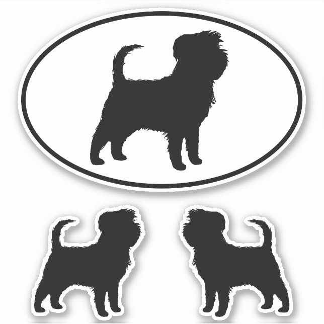 Pegatinas de Black Affenpinscher Dog Silhouette Vi (Anverso)