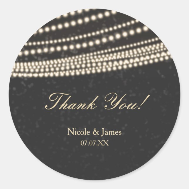 Pegatinas de Black Dark Night Sky y String Lights (Anverso)