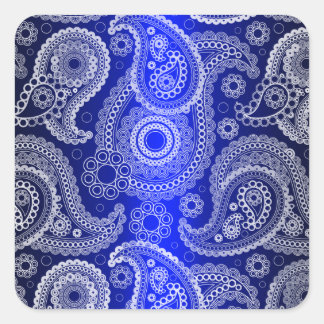 Pegatinas de Blue Shimmer Satin White Lace Paisley
