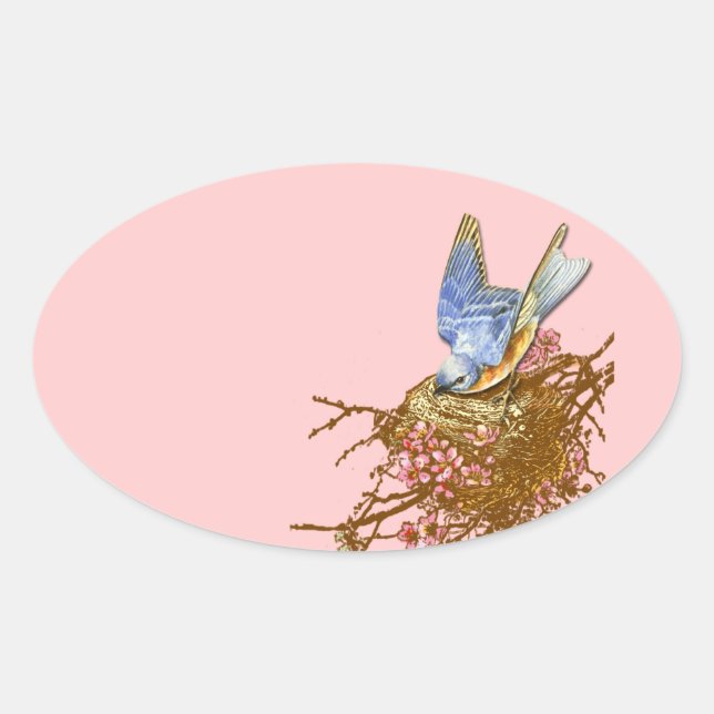 Pegatinas de Bluebird y Nest Round (Anverso)