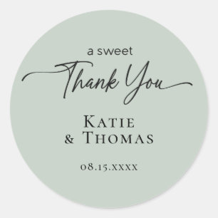 Pegatinas de boda A Sweet Thank You Sage Green
