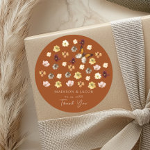 Pegatinas de boda boho de flor silvestre naranja q
