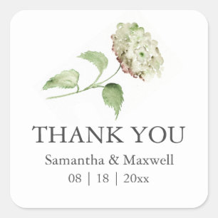 Pegatinas de boda con hortensias florales en acuar