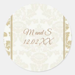 Pegatinas de boda Cream Gold Damask