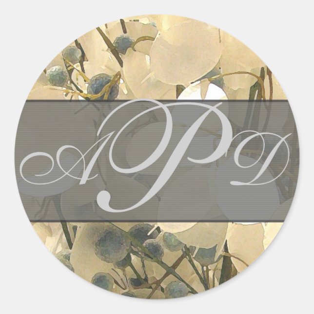 Pegatinas de boda crema y azul (Anverso)