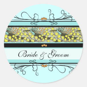 Pegatinas de boda de arte de aves vintage Nourveau