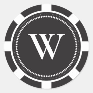 Pegatinas de boda de Chip de Poker - Negro